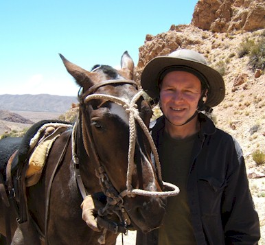 David with Argentine Army horse in the Andes near La Palenquera