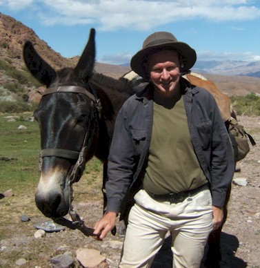 David with Argentine Army mule in the Andes near La Palenquera